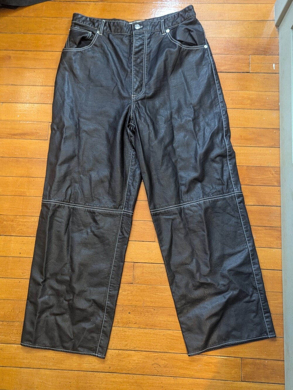 Free People We The Free Vegan Leather Pants Button Fly Cropped Black 14 Urban